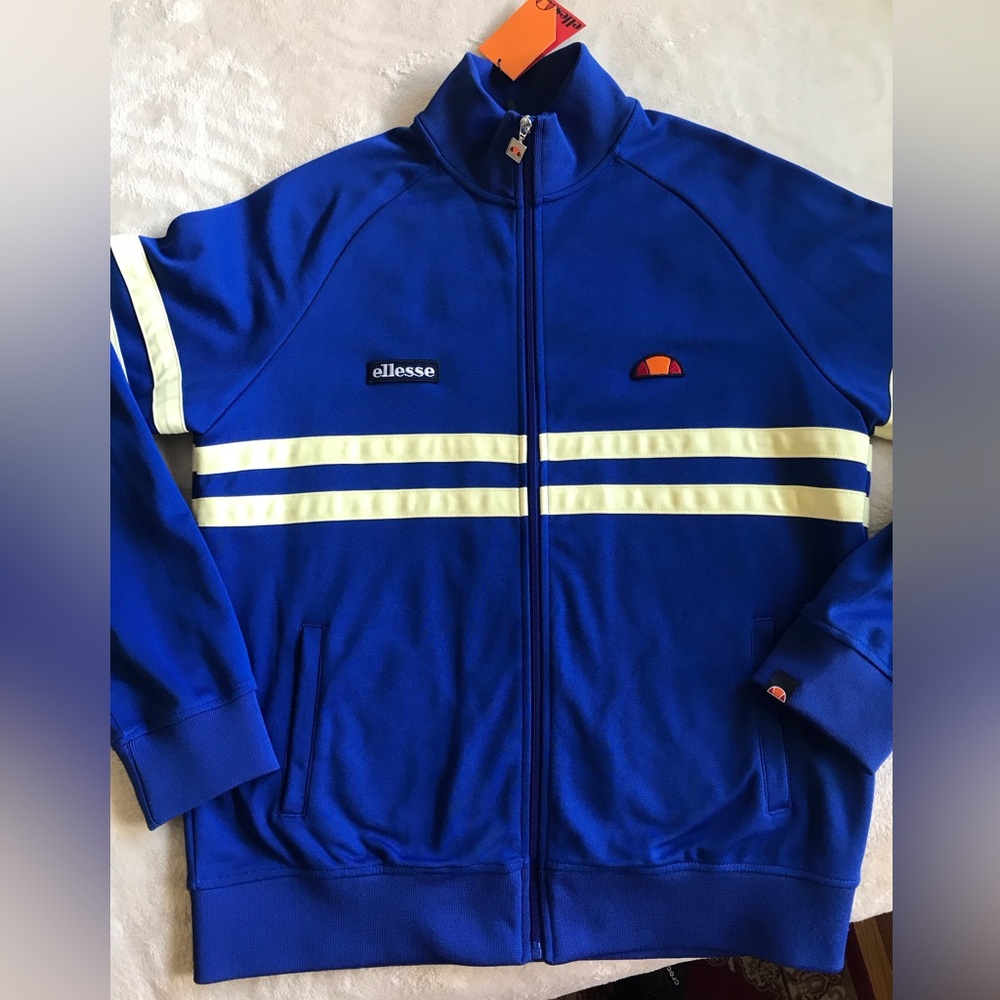 Ellesse Rimini Royal Blue Track Jacket with Yellow Stripes